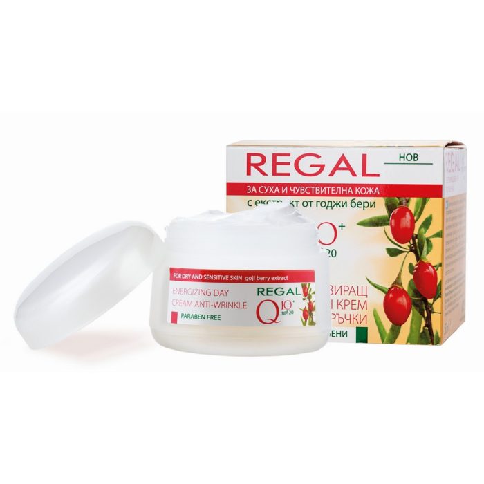 SC34168 regal jojo q10 ريغال – كريم تنشيط البشرة النهاري للبشرة الجافة والحساسة مع حماية من أشعة الشمس 50 مل